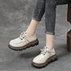 Real soft leather loafers women's British style spring and autumn 2025 new thick-soled lace-up versatile soft-soled small leather shoes