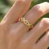 Link Chain Ring for Women, Stainless Steel Colorful Zircon Band Ring,Non-Tarnish Aesthetic Minimalist Jewelry