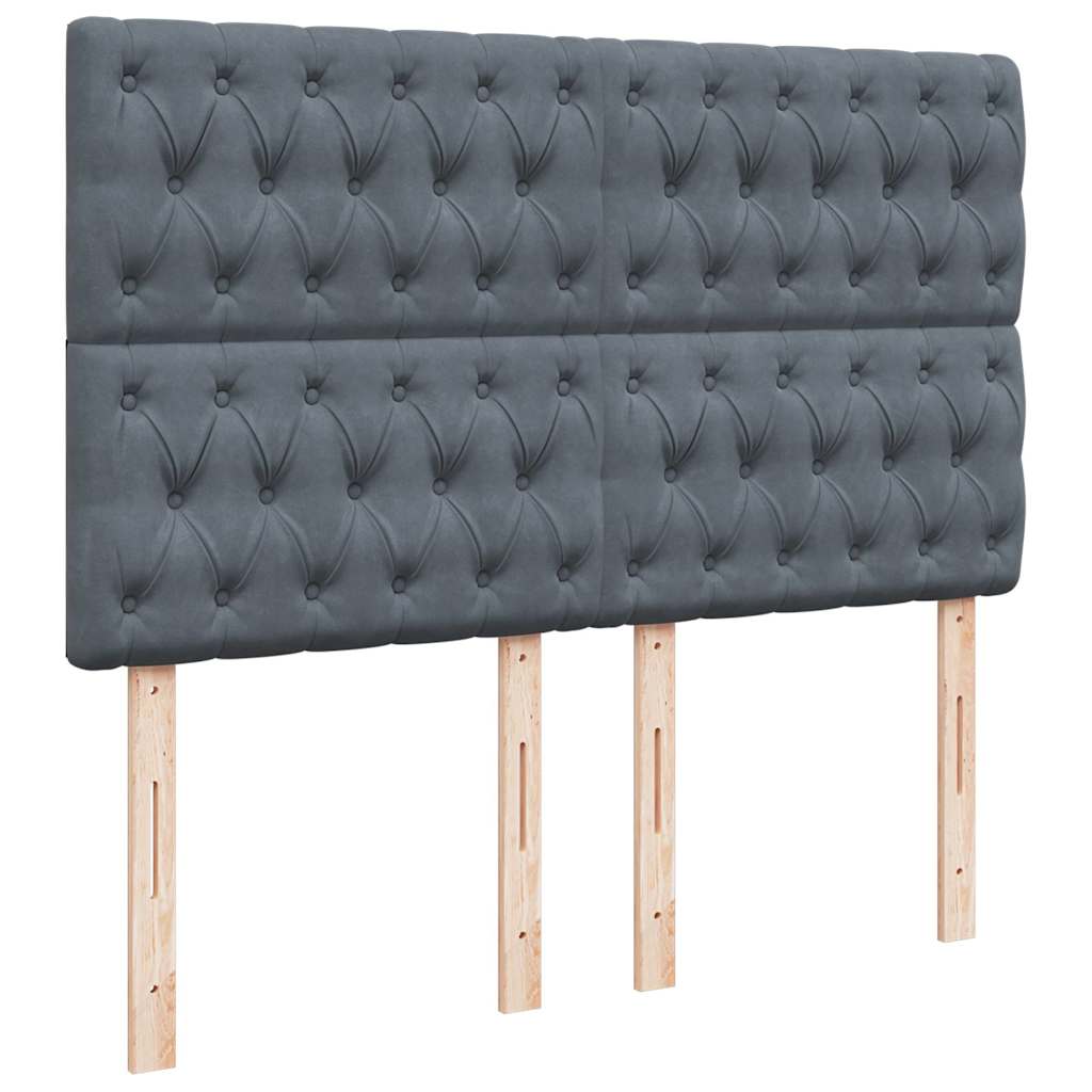 Vidaxl Letto Continentale Con Materasso, Grigio Scuro, 140X200Cm Velluto