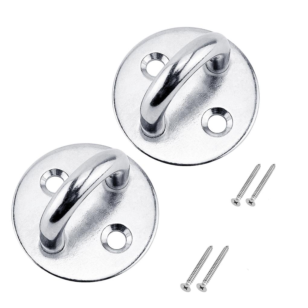 

2Pcs Eye Pad Plate Stainless Steel Round U-Shaped Hanging Hooks with Screws Hardware Suspension Training Straps
