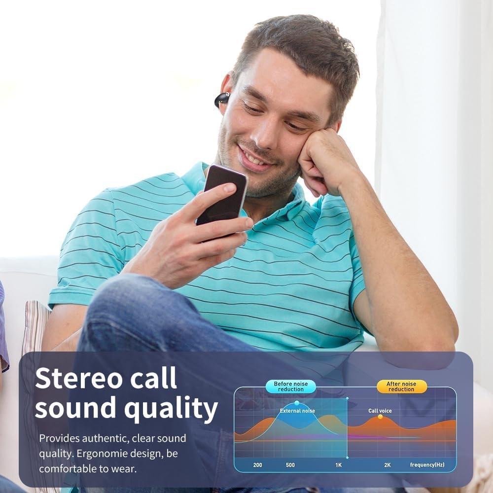 Open Ear Bone Conduction Headphones Wireless Bluetooth 5.4 Sports Clip On Earbuds 40 Hour Digital Display Charging Case Waterproof Running Earphones