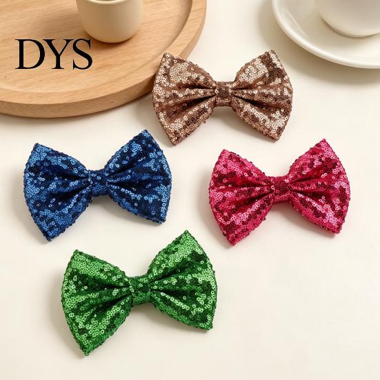 Comfortable Hair Clip Hairpin Safety Rounded Corner with Burr-Free Metal Spring Bow Shape Shiny Sequin Decoration Children Sparkling Accessory