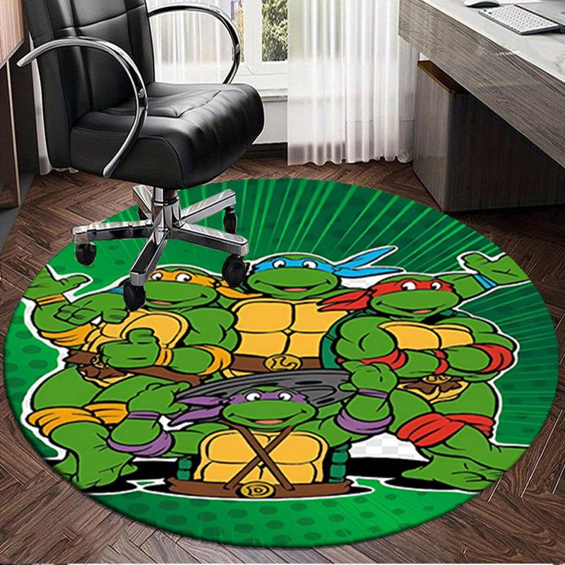 1PC Turtles Team Adventure Round Rug, Non-slip Chair Mat, Home Decor, Circle Carpet Perfect for Office, Bedroom, Living Room,Christmas Gift