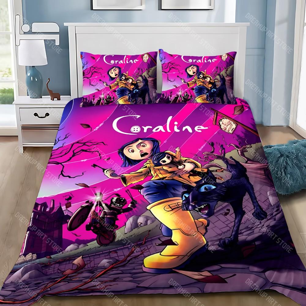Cartoon Duvet Cover Pillowcase Bedding Set Adult Boy C-coraline Girl Bedroom Decoration Children Gift Single Double Large Size