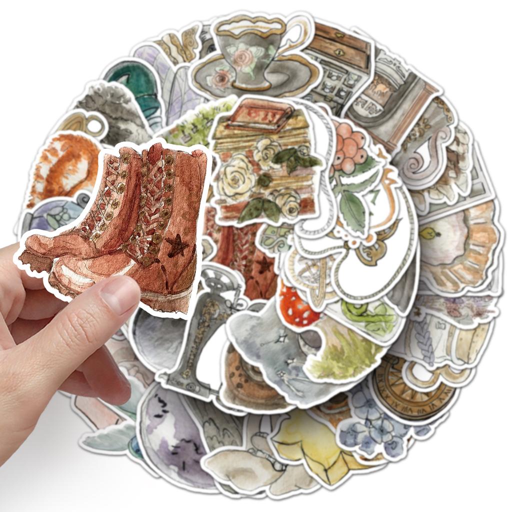 50 Aquarell-Stil Graffiti-Aufkleber Personalisierte Kleine Frische Handgemalte Dekorative Handyhülle Wasserbecher Koffer Aufkleber