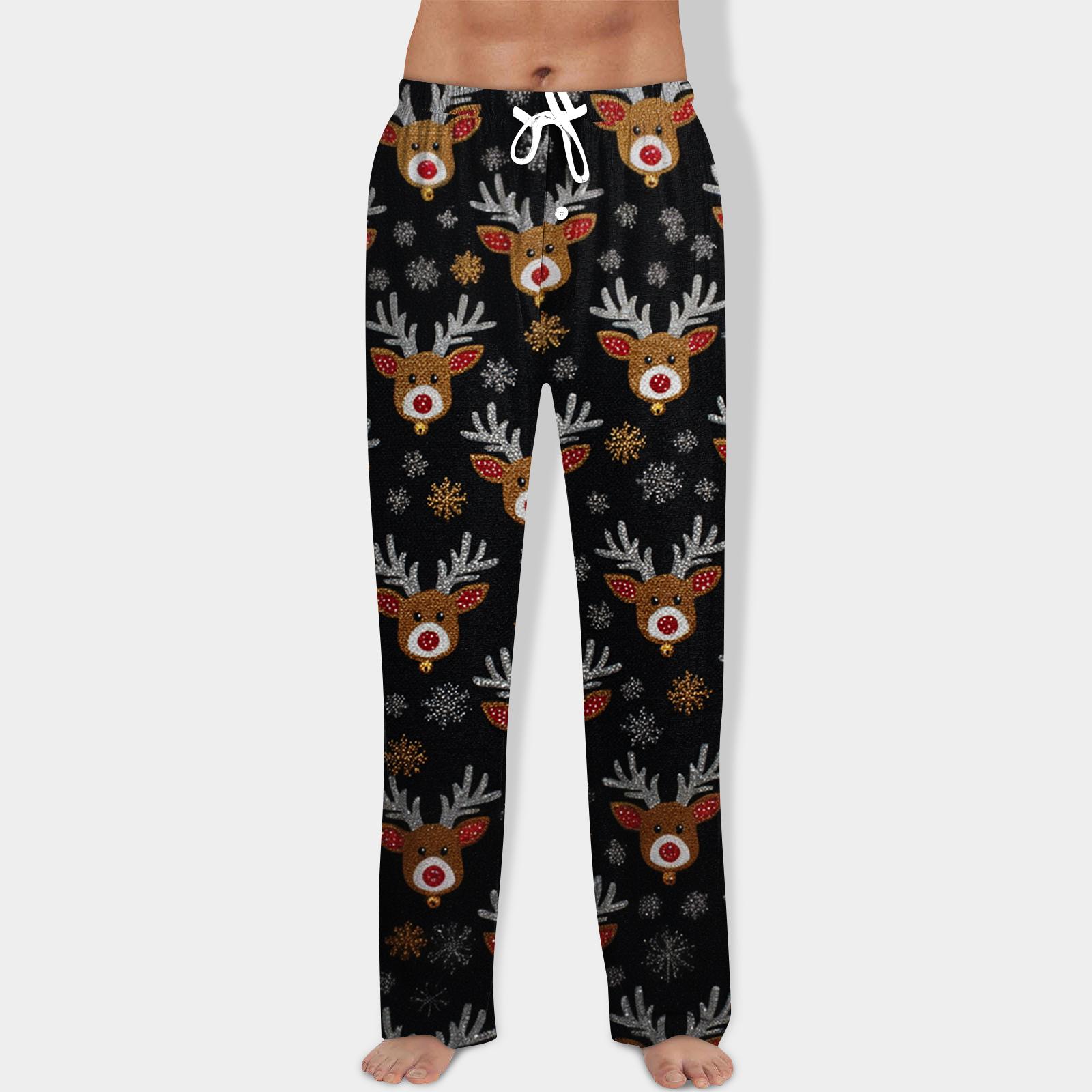 

Мужские брюки на кулиске с рождественским принтом, повседневные пижамные брюки L