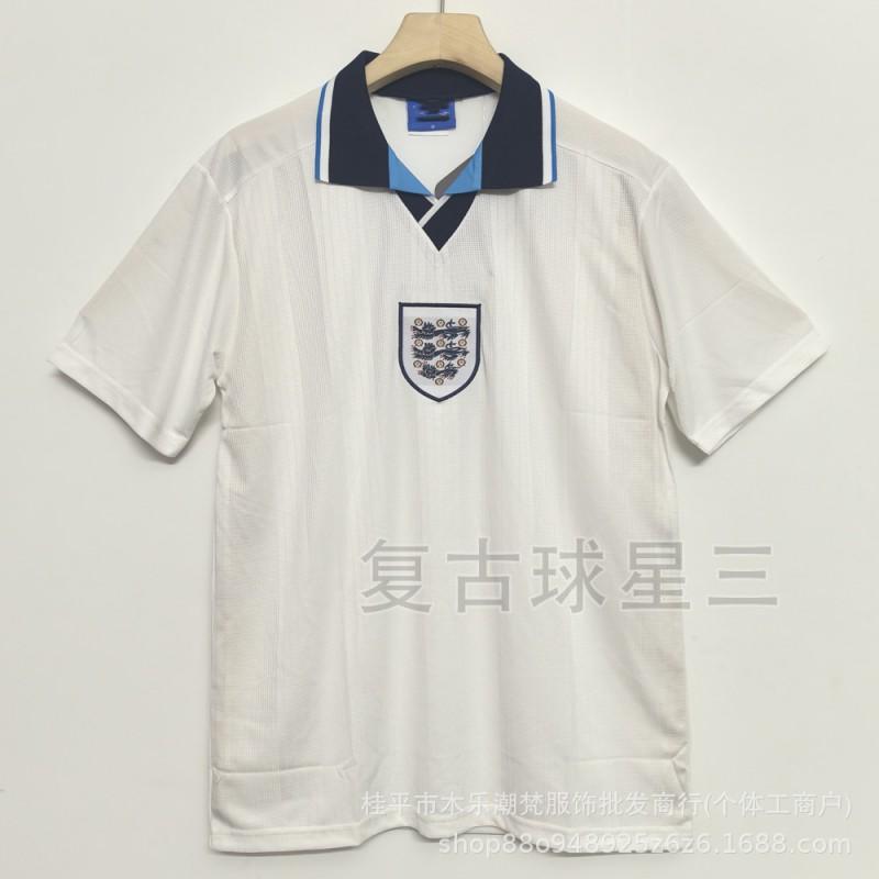 1996 England Retro Football Jersey Short Sleeve David Beckham Paul Gascoigne Soccer Shirt