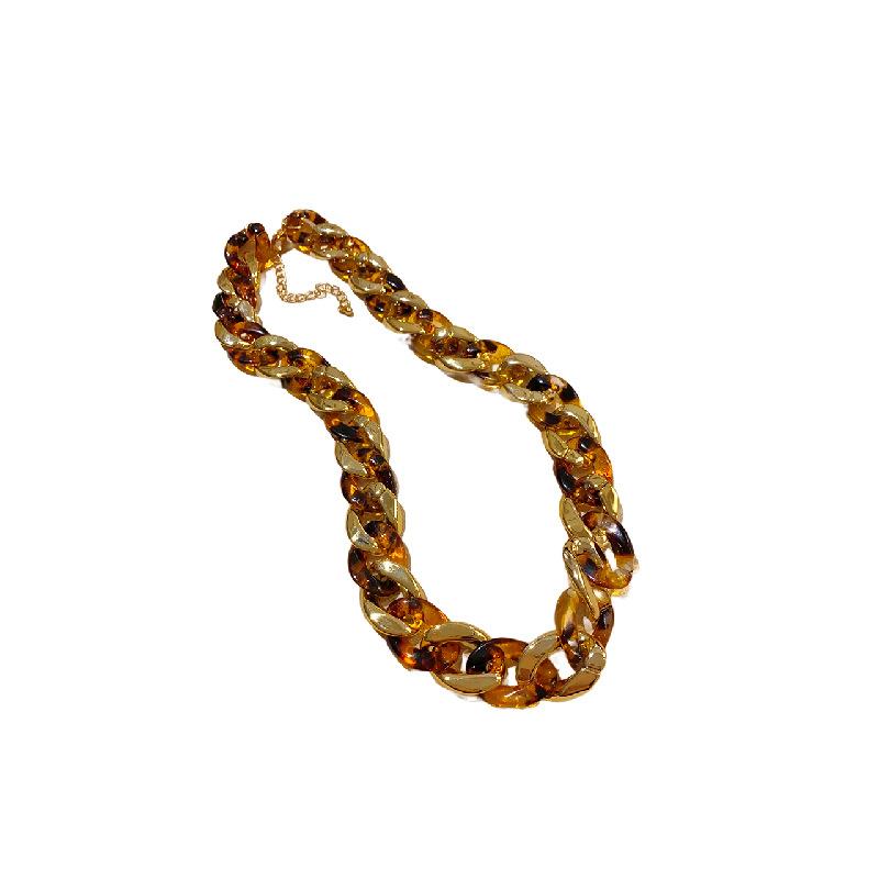 Geometric Chain Leopard Print Necklace Autumn and Winter Simple High-end Clavicle Chain Personalized Retro Fashion Temperament Jewelry