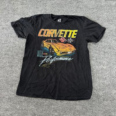 GM T-Shirt Mens Size M Black Corvette High Performance Racing Graphic Cotton Tee