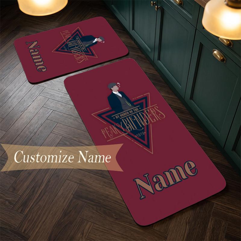 Peaky blinderes (1) Customize Name Flannel Kitchen Mat Soft Non-Slip Kitchen Floor Runner Rug for Home Kitchen Decor