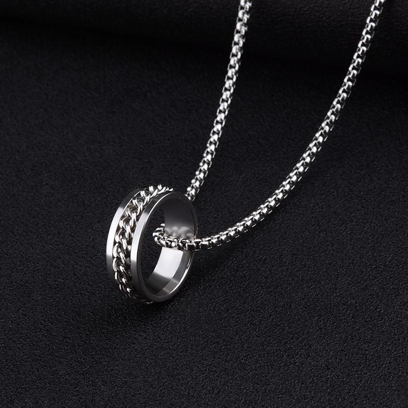 Brand All-Match Ring Necklace Dual-Use Men'S Pendant Simple Women'S Hip-Hop Personality Titanium Steel Accessories