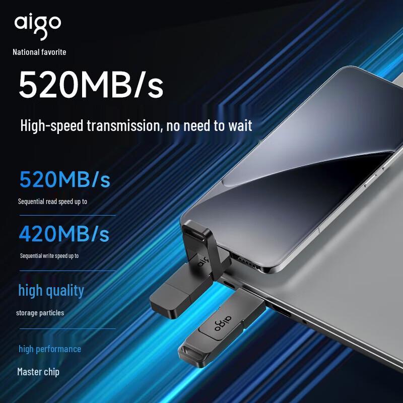 aigo G50 256GB Dual-Interface Type-C USB 3.2 High-Speed Flash Drive