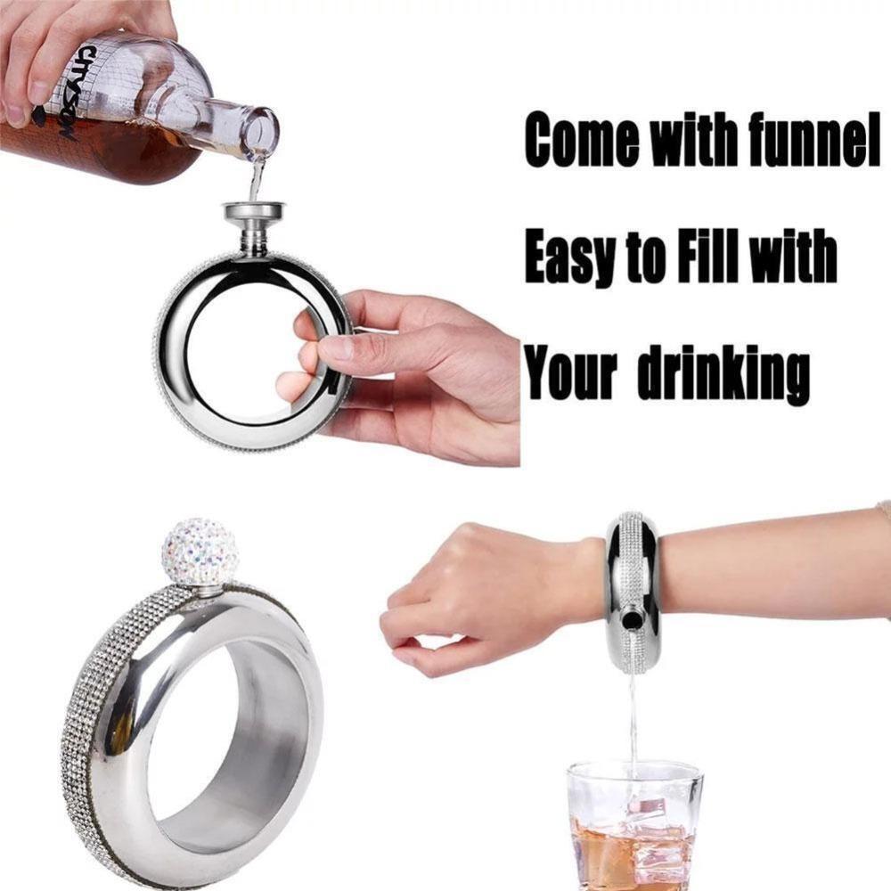 Stainless Steel Women Bracelet for Wine Gifts Bracelet Bottle Portable Hip Flask