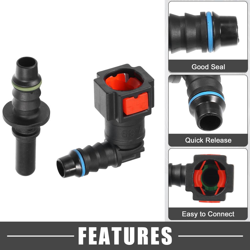 ABSOPRO Kraftstoffleitungsschlauch für Autos Schnellverschluss-Steckverbinder-Kit 90 Grad 5/16" 7,89 mm