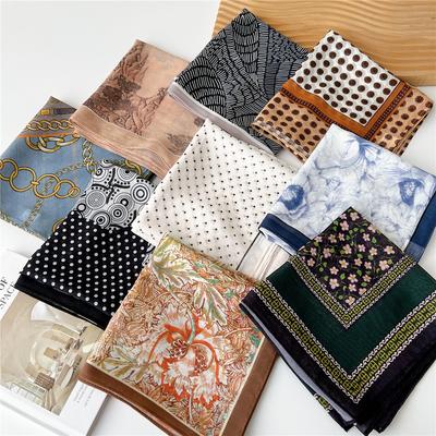 Pañuelo cuadrado pequeño de algodón y lino, de seda, para mujer, primavera y otoño, estilo nuevo, artístico, versátil y a la moda.