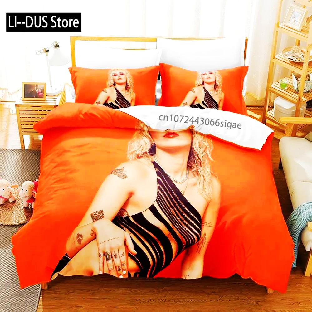 Miley Cyrus Boys Single Double Queen King Size Bed Cover Anime Sets 2024 Duvet Cover Bed Set Quilt Cover Pillowcase