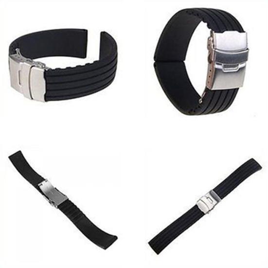 Moda impermeável listrado silicone pulseira de relógio implantação fivela pulseira