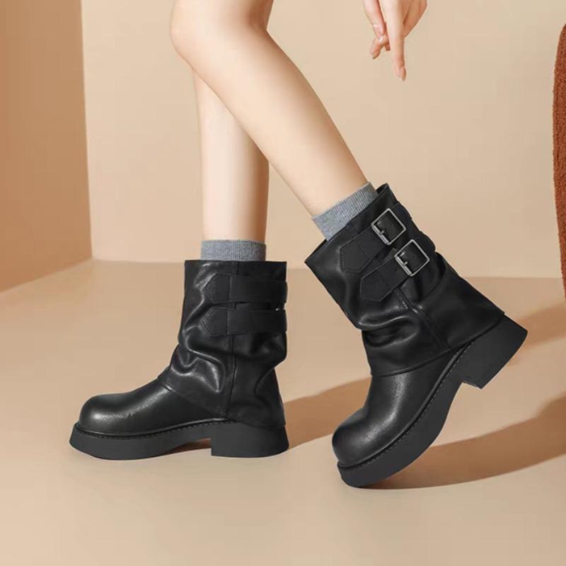 

Модные полусапожки на платформе, женские ботильоны до щиколотки, зимняя дизайнерская обувь с пряжкой, новые тренды 2025, женские туфли-лодочки, элегантные короткие ботинки челси 40