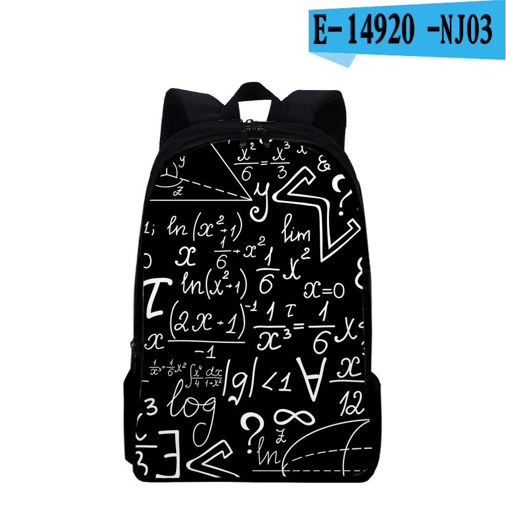 Klassieke Populaire Wiskundige Formules Notitieboek Rugzakken leerling Schooltassen 3D Print Oxford Waterdicht Jongens/Meisjes Laptop Rugzakken black