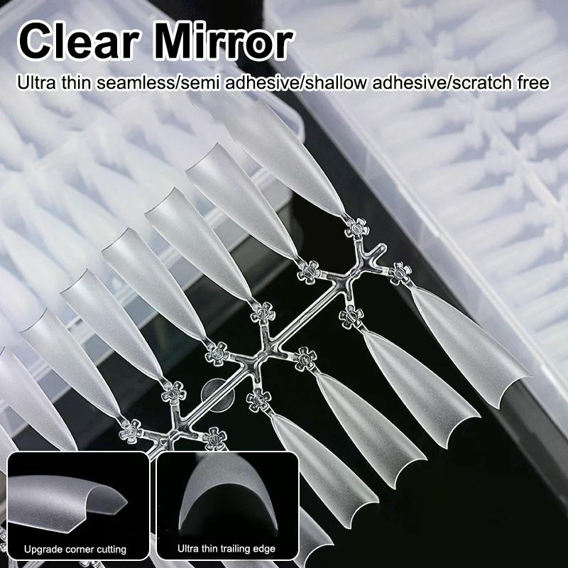 Clear False Nails Super D Arc Long Nails Press On Nail Full Cover Gel Tips Nail Art Capsule Nail Extensions Nail Art Salon DIY