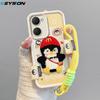 KEYSION Cartoon Cute Plush Embroidery Case for VIVO Y03 Y03t with Lanyard Silicone Shockproof Phone Cover for VIVO Y18 Y28s 5G