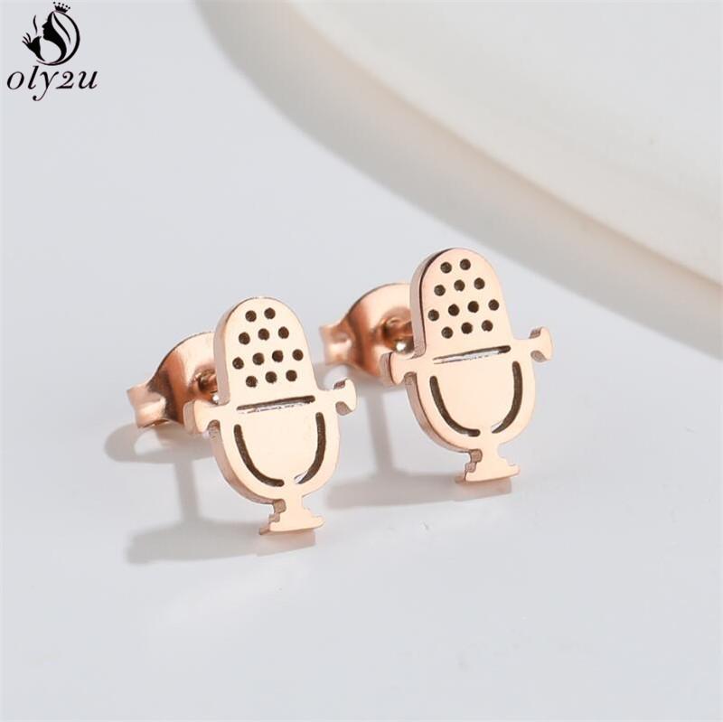 Hip-hop Stainless Steel Microphone Guitar Earring for Women Musical Ear Jewelry Girls Music Party Earrings Gift Accessories