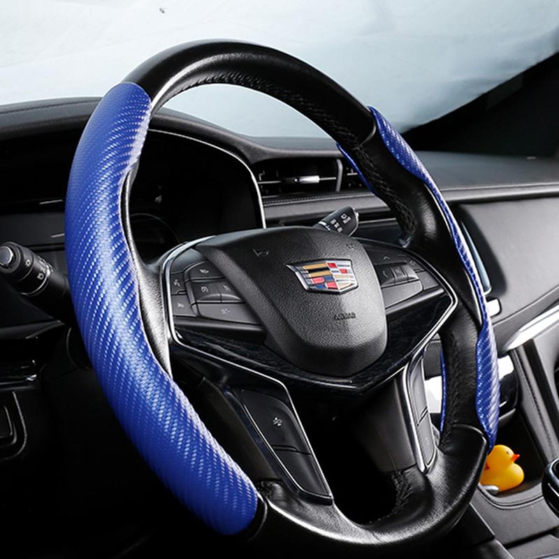 Non-Slip Sport Car Steering Cover Fit 38cm/15inch Carbon Fiber Steering Wheel Booster Cover Universal Car