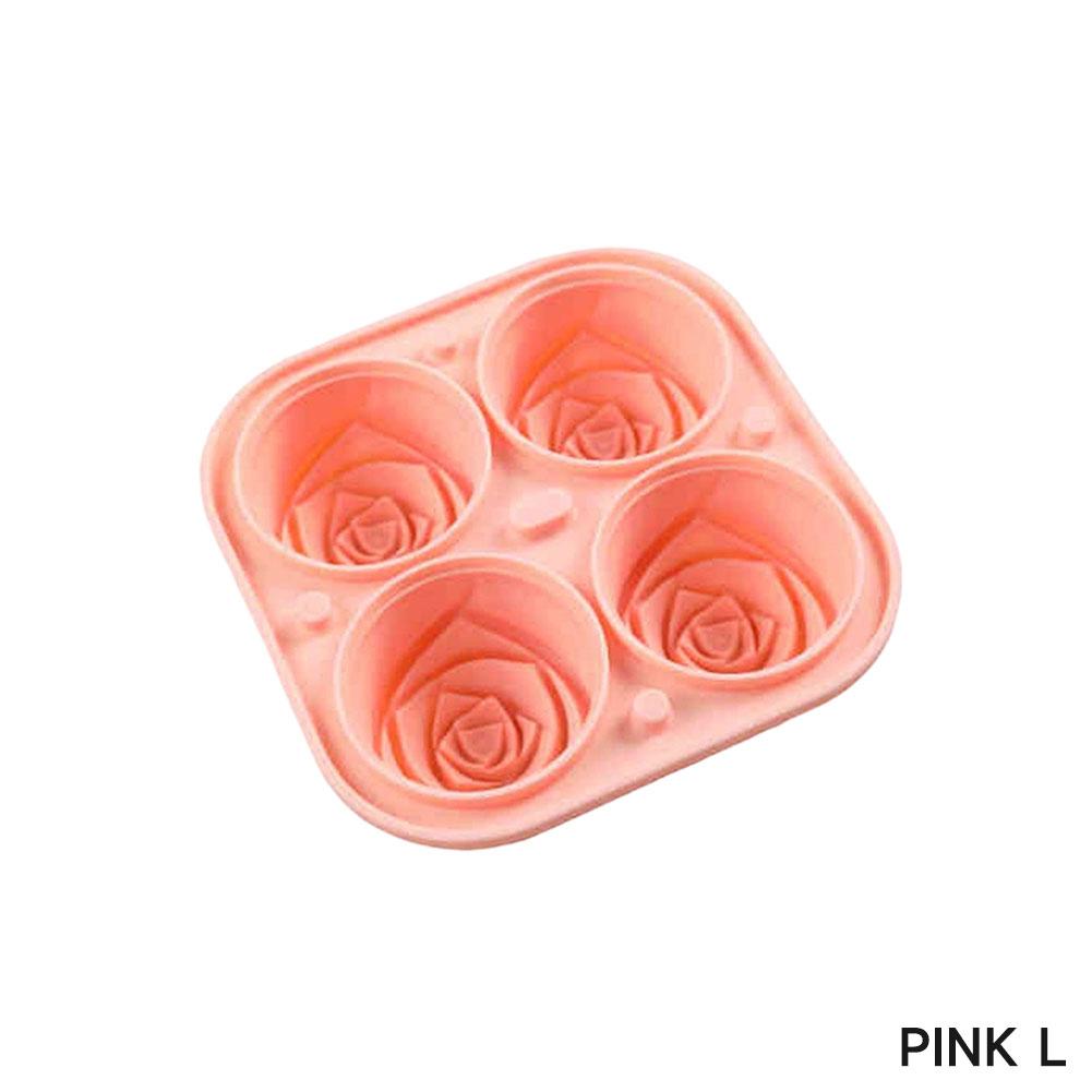 4-Grid Silicone Rose Ice Cube Mold Easy Release Food-Grade Ice Tray for Cocktail Whiskey Juice Ice Ball Maker for Home Party DIY