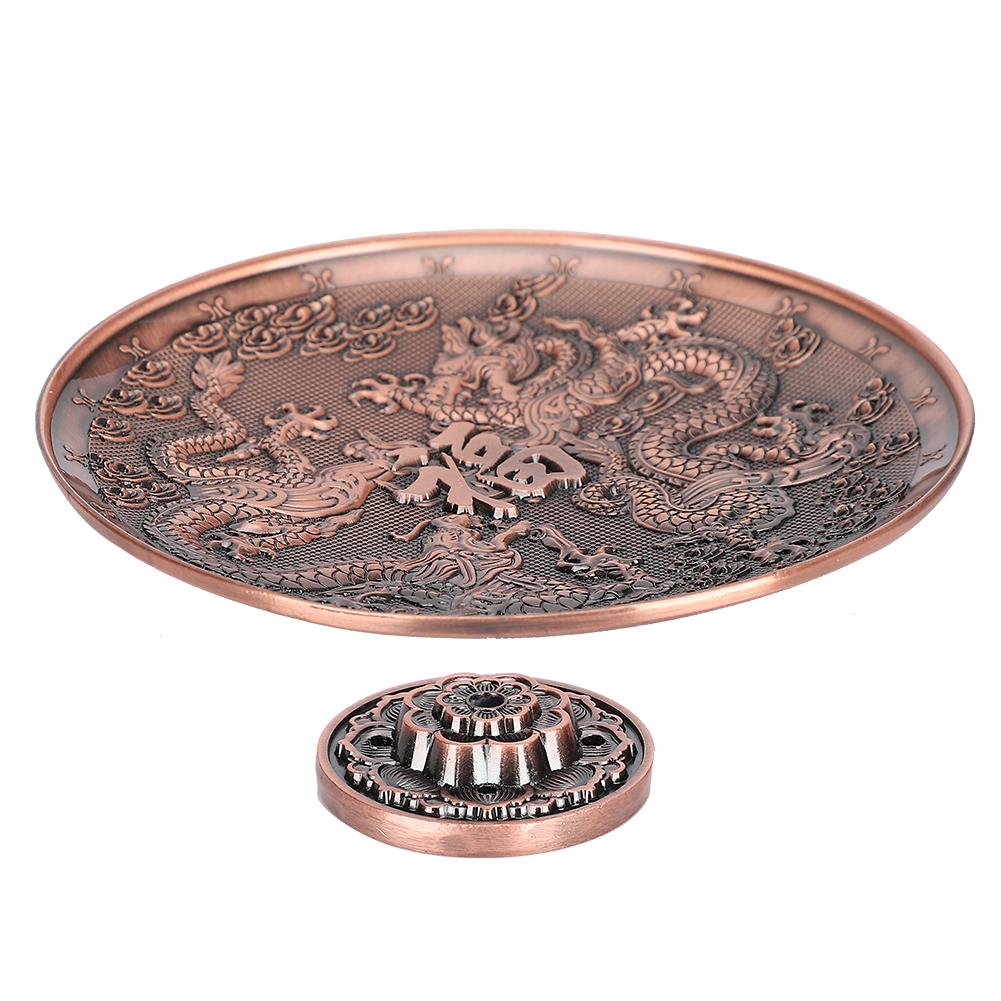 

Двойной поднос для благовоний Дракон из цинкового сплава, украшение для дома для поклонения