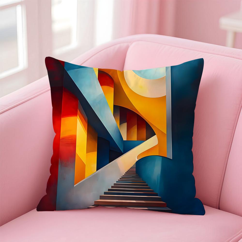 GGeometric Abstract Art Cushion Cover Pillow Case Soft Friendly Fabric  Concealed Zipper