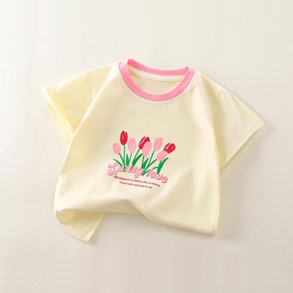 Girl's T-shirt shirt cartoon flower design beautiful short sleeved cool baby girl