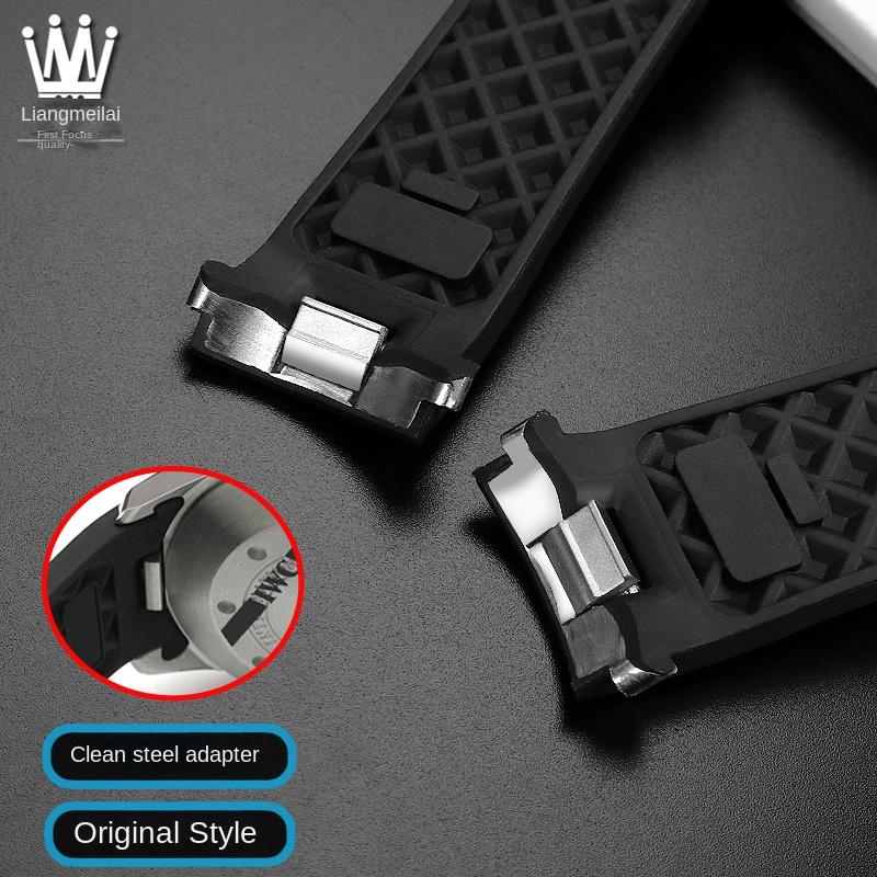 Hochwertiges Fluorkautschuk-Uhrenarmband für IWC Aquatimer IW3768/3290/3568/3767 IW356802/376705 Herren Schwarzes Silikon-Uhrenarmband 22mm