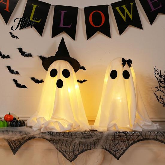 Partydekorationen für Halloween Geisterdekoration, Leuchtend mit Hexenhut/Schleife, Dekoration Gruselig Stehende Dekoration Veranda Hof Außen Geister-Thema