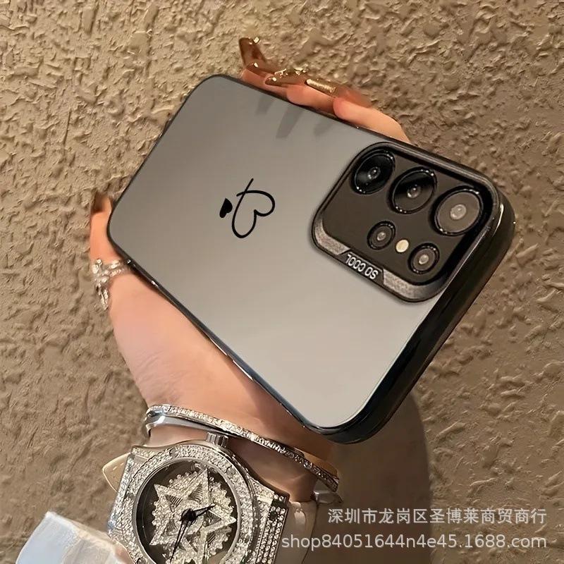 Applicable To Samsung Color Silver Case S24/S25ULTRA Simple Love GalaxyS23/NOTE20 Mobile Phone Case