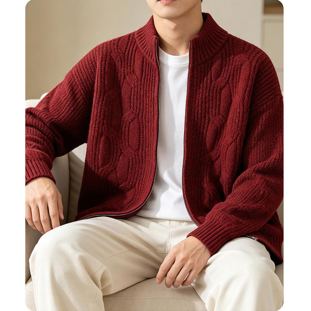 Men's Color Loose Fit Casual Blended Knit Top for Everyday Wear and Lounging
