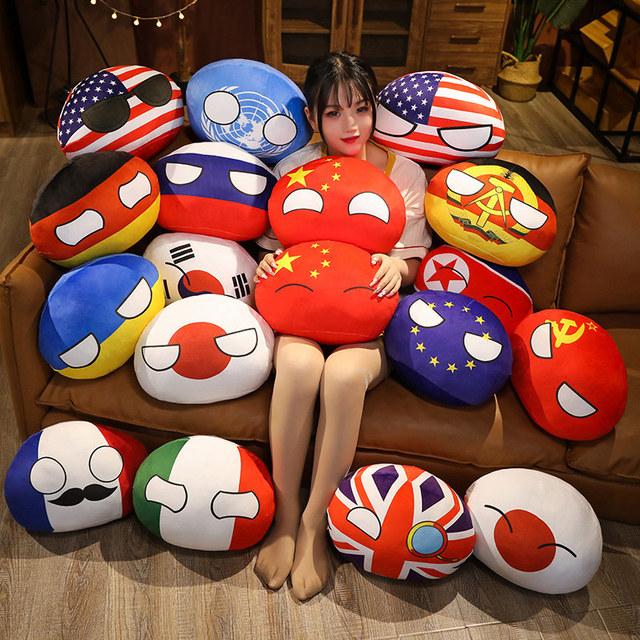 Cartoon Polandball Country Ball Toy Plush Pendant Plush Doll National Flag Ball USSR USA FRANCE RUSSIA UK JAPAN GERMANY ITALY