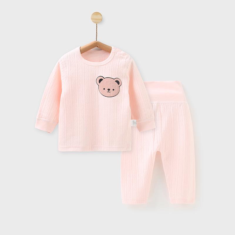 

Комплект детской теплой хлопковой пижамы с высокой талией - Бесшовное, милое осеннее нижнее белье 100cm (90-100cm, 22-26 jin)