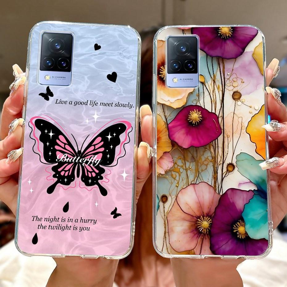 Cute Painting Phone Case For Vivo V21 V21e 4G 5G Soft Silicone TPU Back Covers For Vivo V21s V21 V21E Cases Bumpers