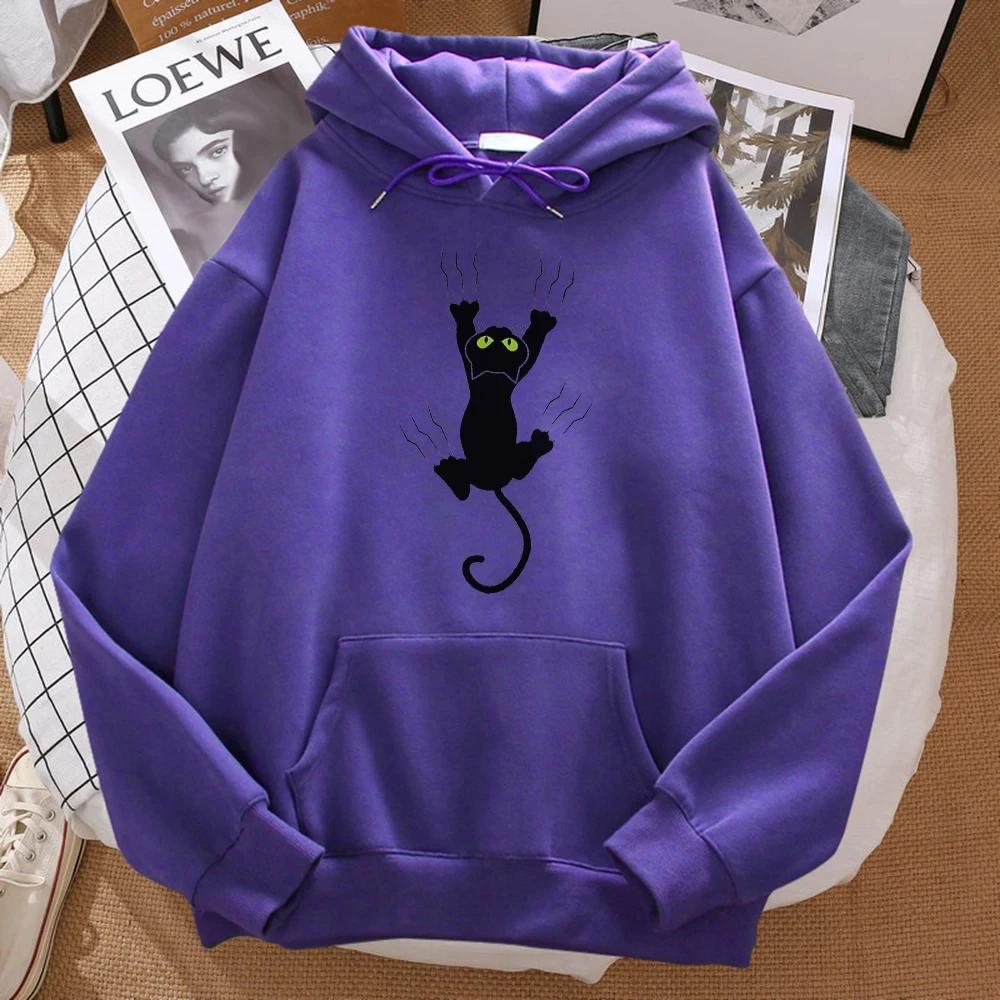 Naughty black Cat print men's hoodie comfortable cartoon hip-hop hoodie and Harajuku sweatshirt