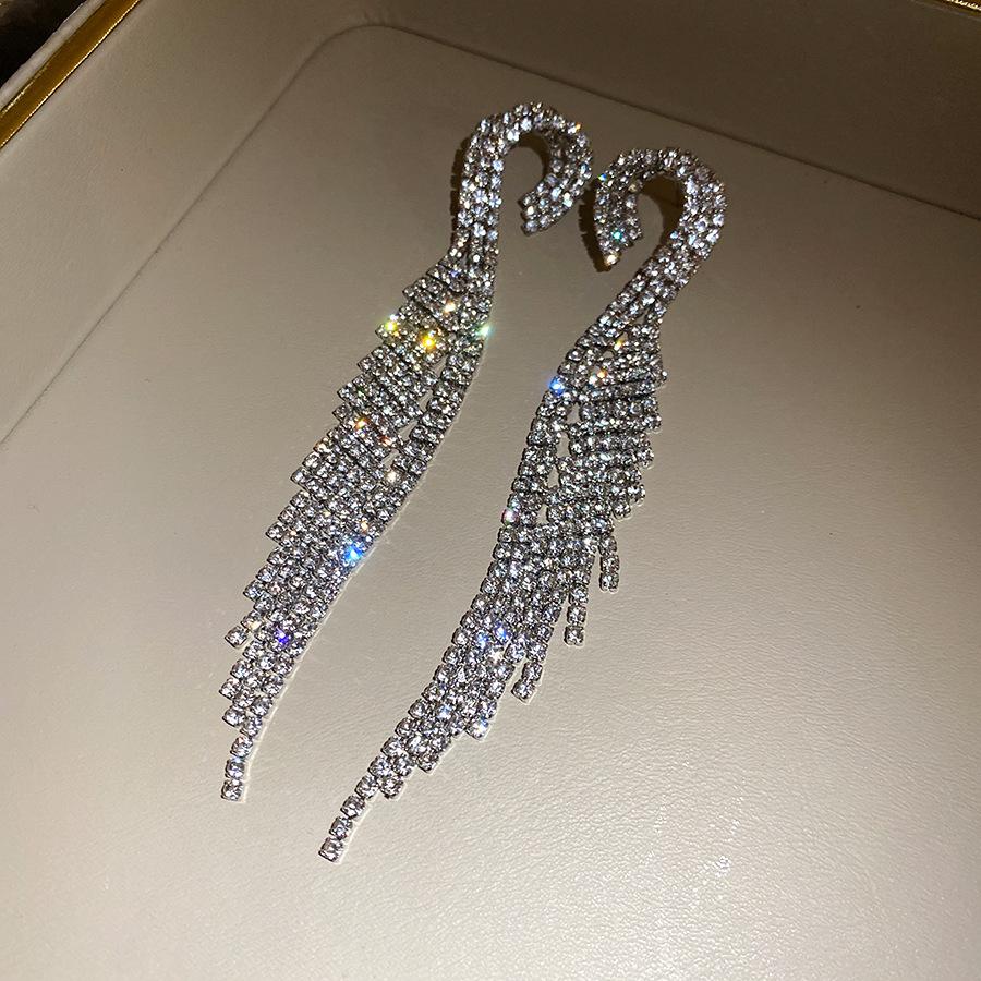 

Silver Needle Diamond Round Fringed Earrings Light Luxury High Sense Exquisite Fashion Earrings European and American Cold Wind Earrings