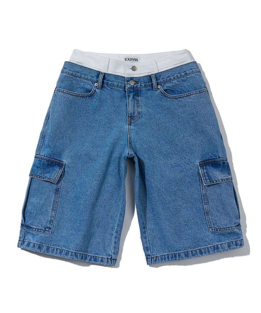 YOUHEE Layered Bermuda Pants_Blue