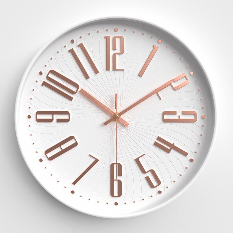 Wall Clock Modern Simple Three-dimensional Characters Personalized Creative Round Wall Clock Bedroom Silent Quartz Clock 12 Inches 30CM