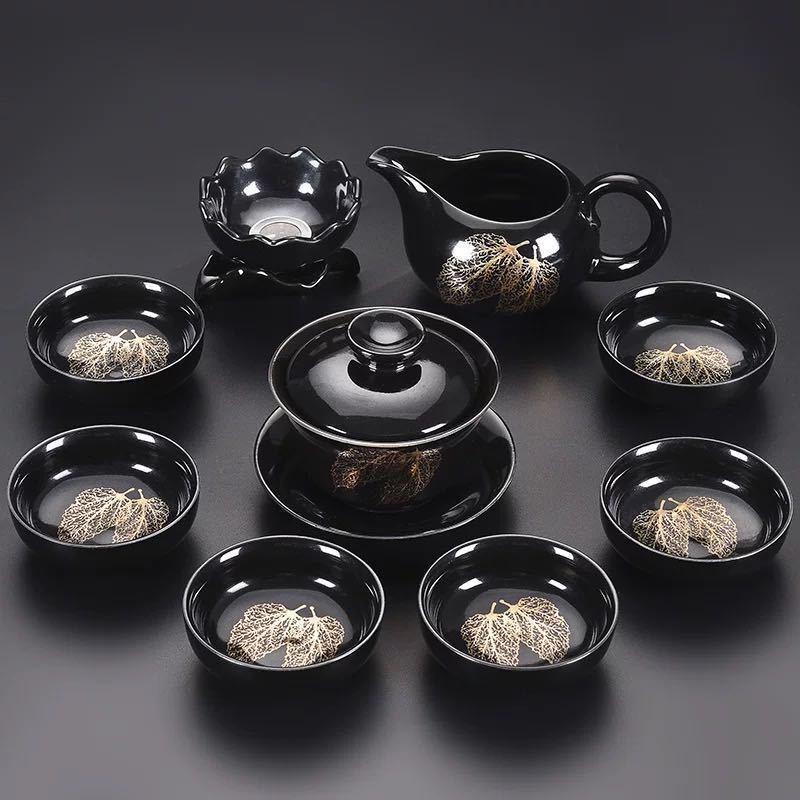 Handun Black Glaze Jianzhan Ceramic Gaiwan with Metal Filter