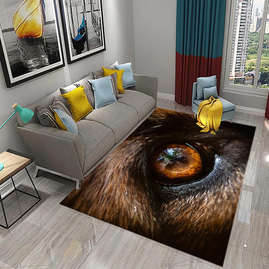 3D Animal Eyes Carpet Wild Animal Eyes Mat for Living Room Bedroom Bathroom Kitchen Floor Mat Door Mat Children Play Rest Carpet