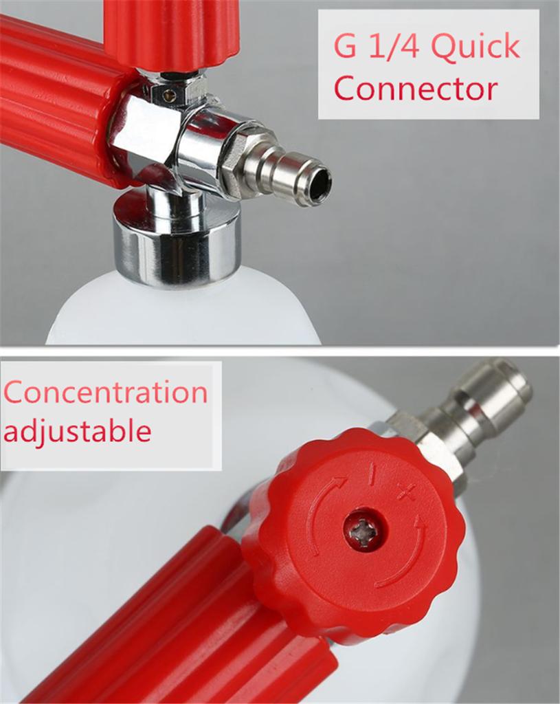 Adjustable 1/4" F Inlet Foam Lance Car Washer Soap 1L Bottle Wash Gun