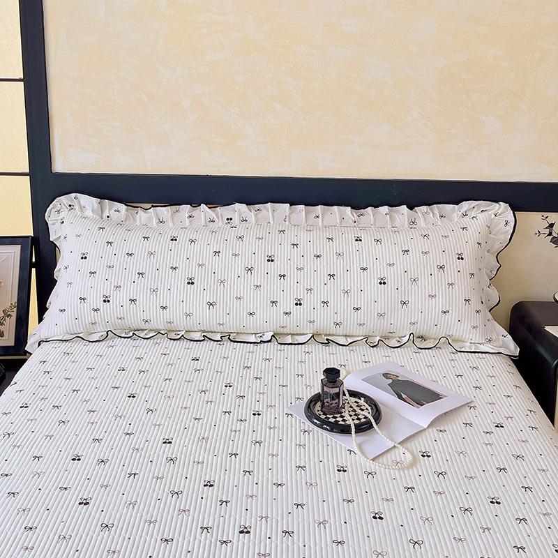 1 pc Long Couple Pillow Shams 100/120/150/180cm Long Pillow Cover with Ruffles Decorative Soft Purple Quilted Pillowcases Cover