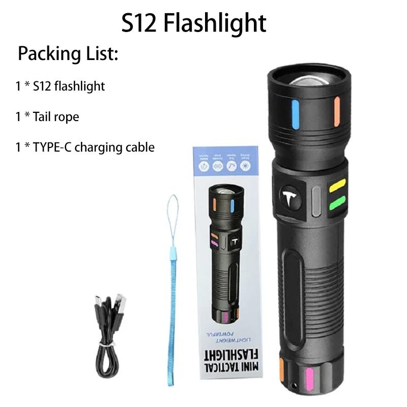 Powerful LED Flashlight Portable Zoomable Torch Waterproof Outdoor Hiking Emergency Fishing Camping Laser Flashlights