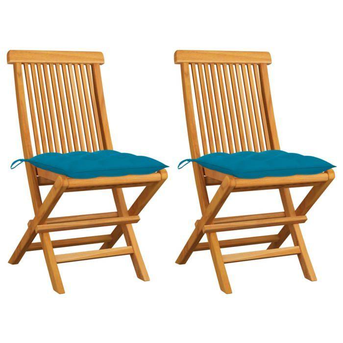 VidaXL Lot de 2 Chaises de Jardin avec Coussins, Sièges de Terrasse, Chaises de Salle à Manger, Meubles de Patio Extérieur, 3062479