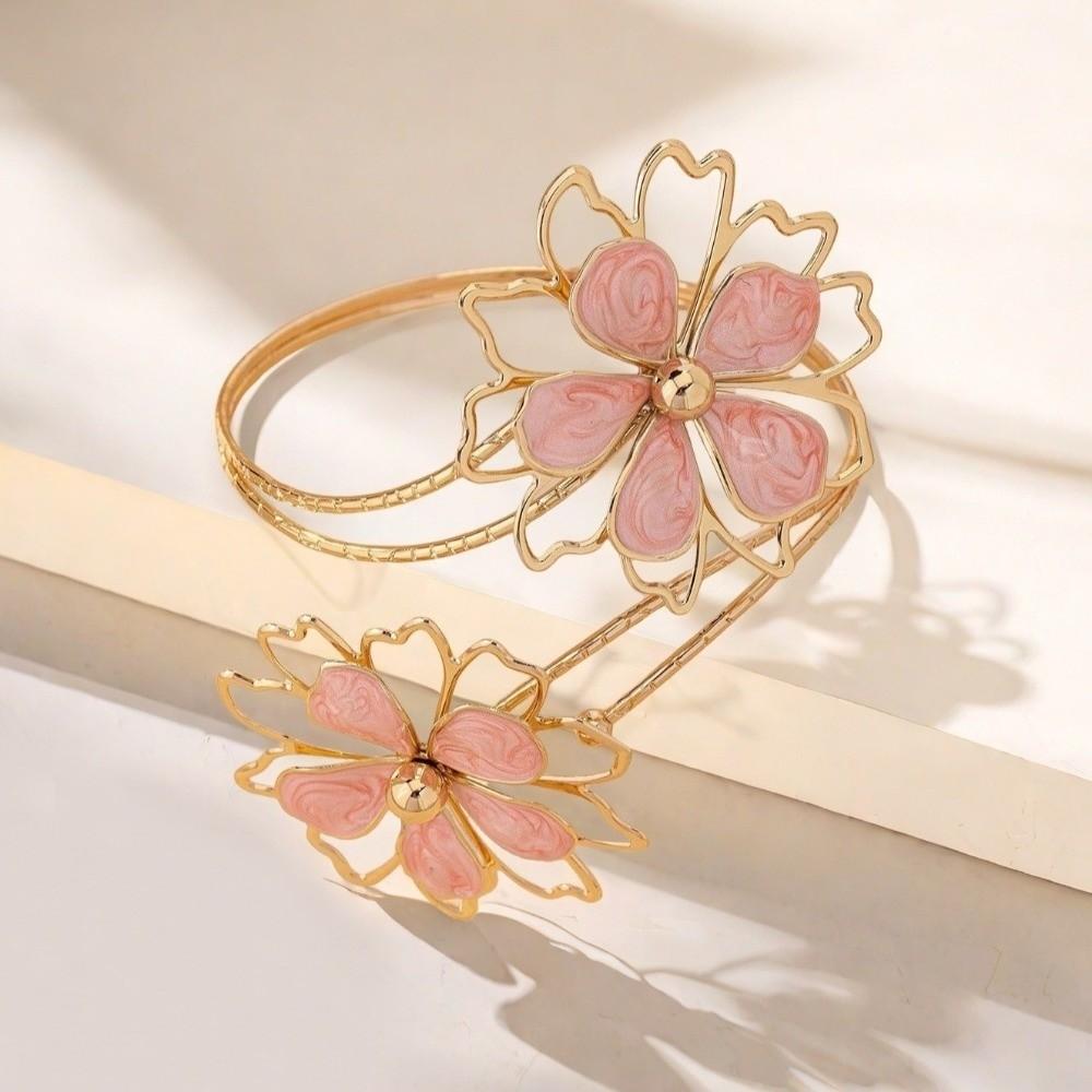 Floral Flower Bracelet Enamel Glaze Armband Fairy Open Arm Bangle  Party