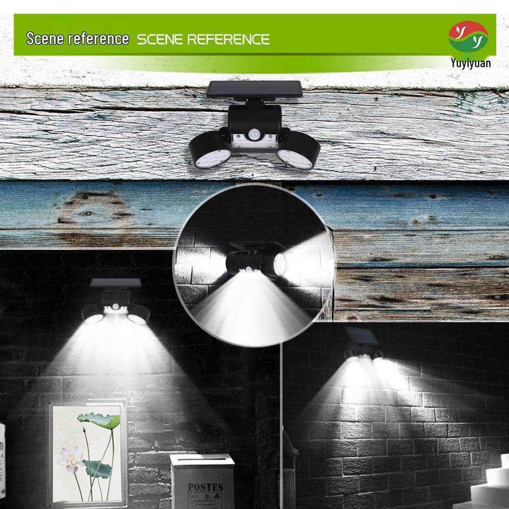 30 LED Dual Head Rotatable Solar Wall Light for Outdoor Use